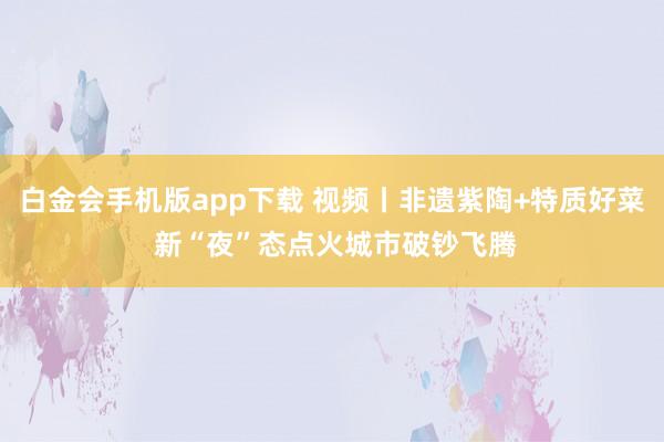 白金会手机版app下载 视频丨非遗紫陶+特质好菜 新“夜”态点火城市破钞飞腾