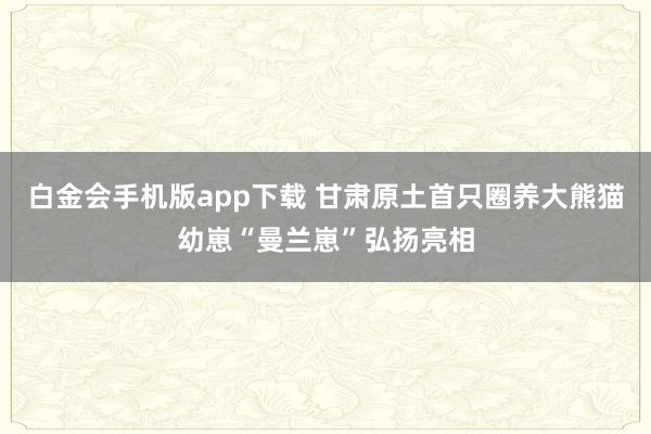 白金会手机版app下载 甘肃原土首只圈养大熊猫幼崽“曼兰崽”弘扬亮相