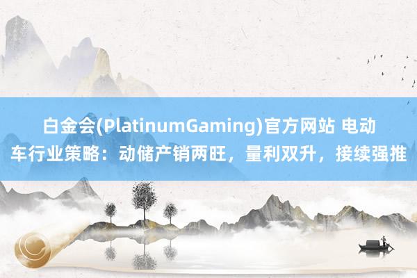 白金会(PlatinumGaming)官方网站 电动车行业策略：动储产销两旺，量利双升，接续强推
