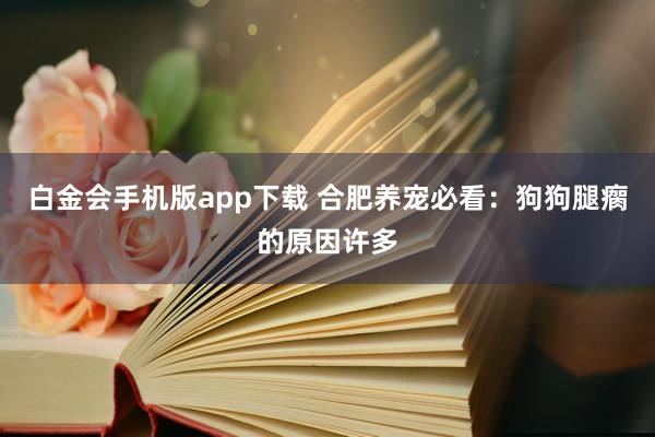 白金会手机版app下载 合肥养宠必看：狗狗腿瘸的原因许多