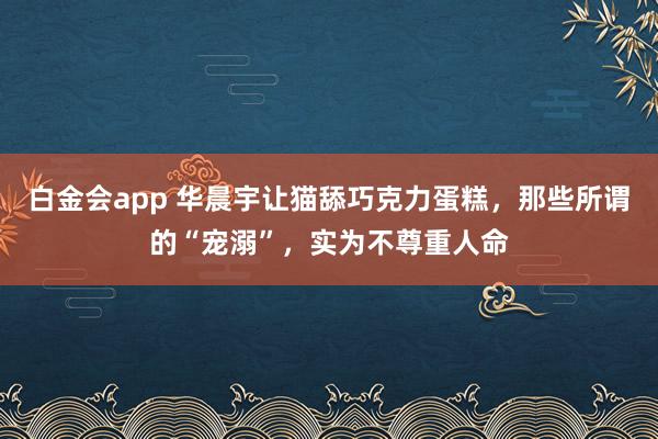 白金会app 华晨宇让猫舔巧克力蛋糕，那些所谓的“宠溺”，实为不尊重人命