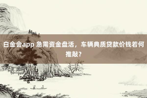 白金会app 急需资金盘活，车辆典质贷款价钱若何推敲？