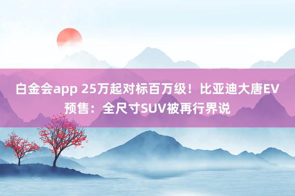 白金会app 25万起对标百万级！比亚迪大唐EV预售：全尺寸SUV被再行界说