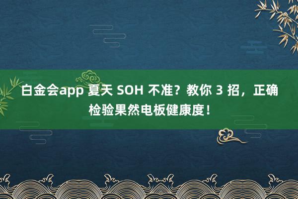 白金会app 夏天 SOH 不准？教你 3 招，正确检验果然电板健康度！