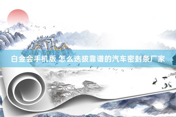 白金会手机版 怎么选拔靠谱的汽车密封条厂家