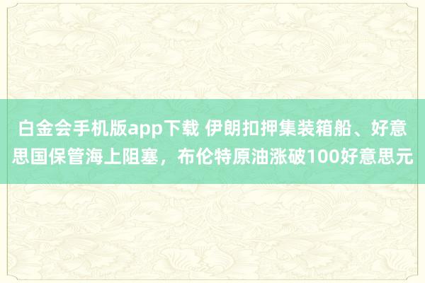 白金会手机版app下载 伊朗扣押集装箱船、好意思国保管海上阻塞，布伦特原油涨破100好意思元