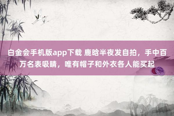 白金会手机版app下载 鹿晗半夜发自拍，手中百万名表吸睛，唯有帽子和外衣各人能买起