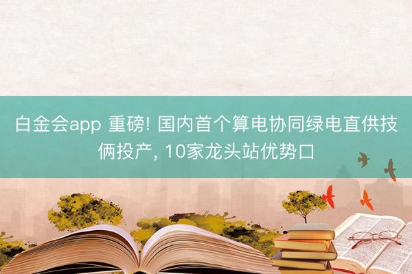 白金会app 重磅! 国内首个算电协同绿电直供技俩投产， 10家龙头站优势口