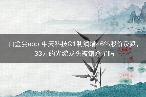 白金会app 中天科技Q1利润增46%股价反跌， 33元的光缆龙头被错杀了吗